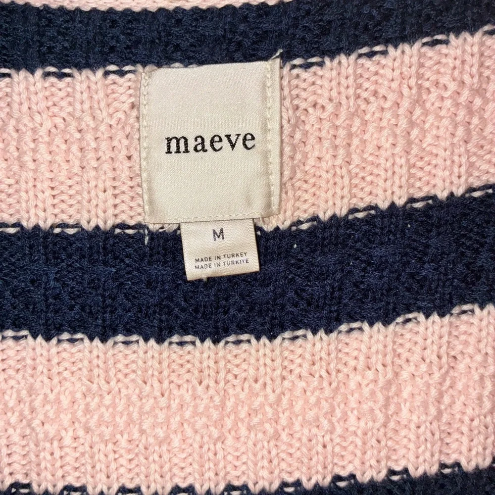 Anthropologie Maeve Greta Pink and Navy Striped Cardigan medium nwot - Picture 6 of 7